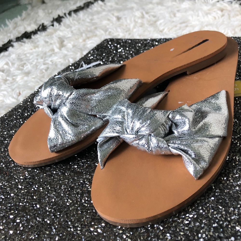 Silver slide on sandals!